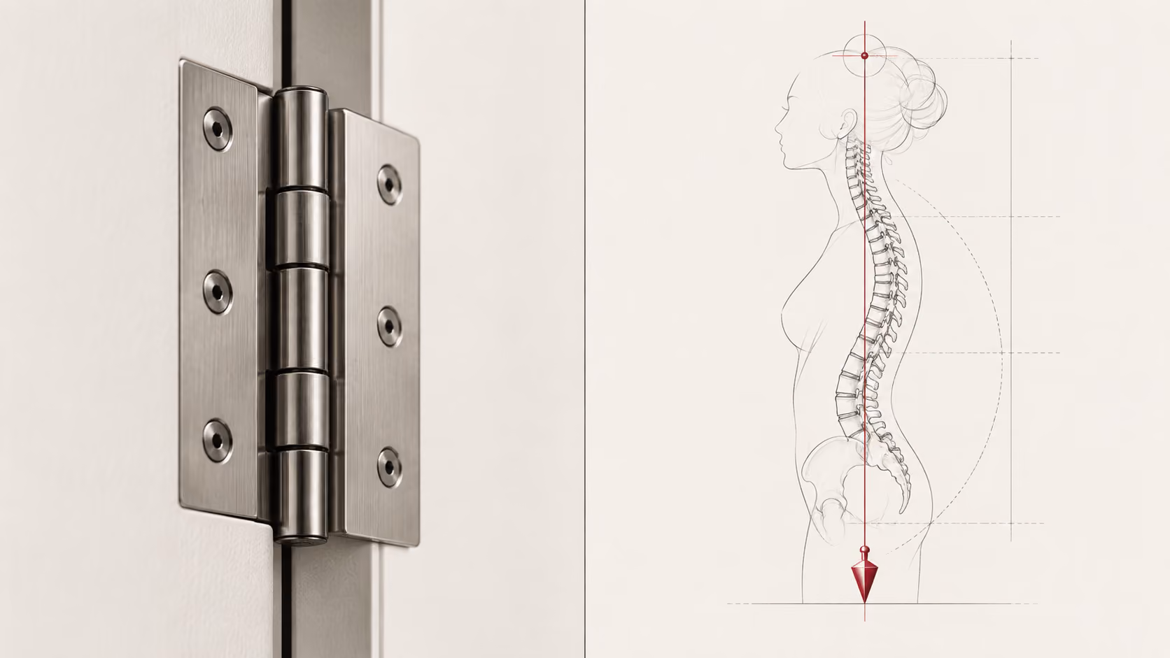 Door and door-frame analogy: McKenzie and Mulligan work on how the neck moves, structural correction on how it is aligned under gravity