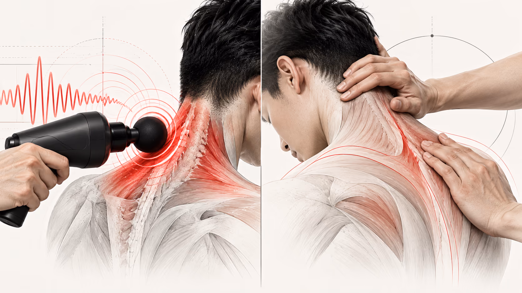 Massage gun versus manual massage compared on force, feedback and neck safety