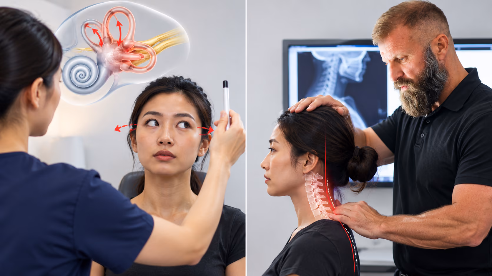Vestibular physiotherapy for the inner ear and balance system compared with a structural assessment of the neck