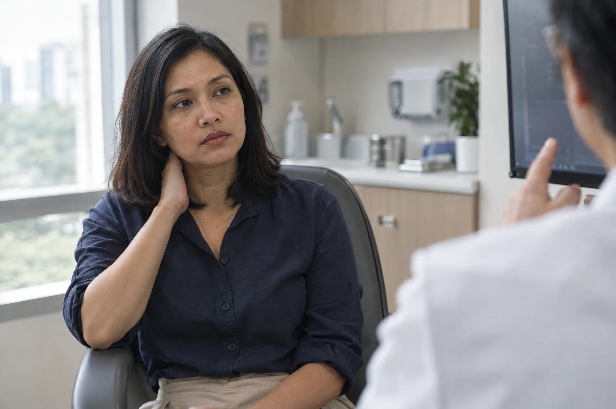 Patient at a Singapore specialist clinic after ear and brain tests come back clear for ongoing dizziness