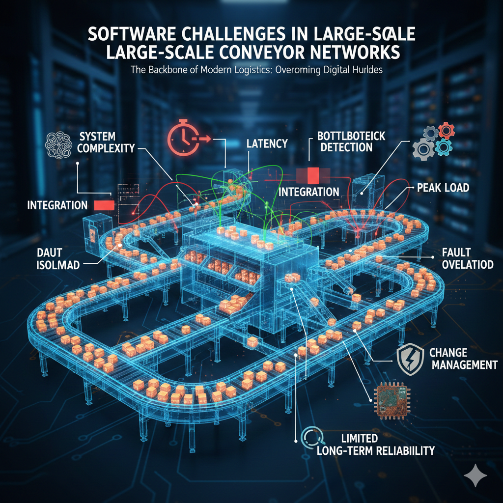 Software Challenges in Large-Scale Conveyor Networks