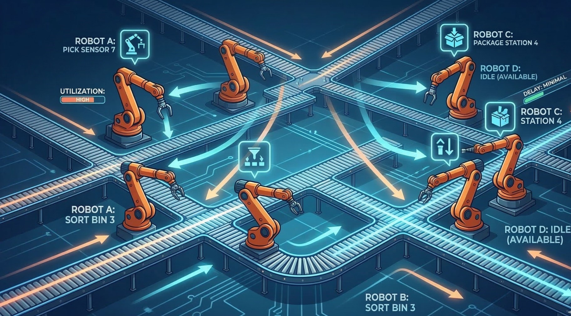 Intelligent Flow Distribution Across Robotic Conveyor Networks