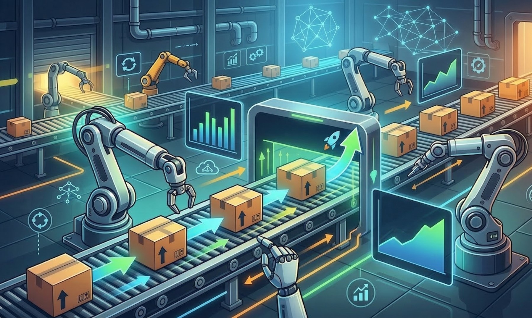 Throughput Optimization in Robotic Conveyor Facilities