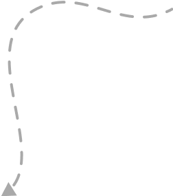 Gray dashed curved arrow pointing down and to the left with a solid triangular arrowhead.