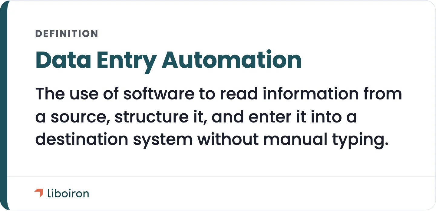 Data entry automation, defined in one line.