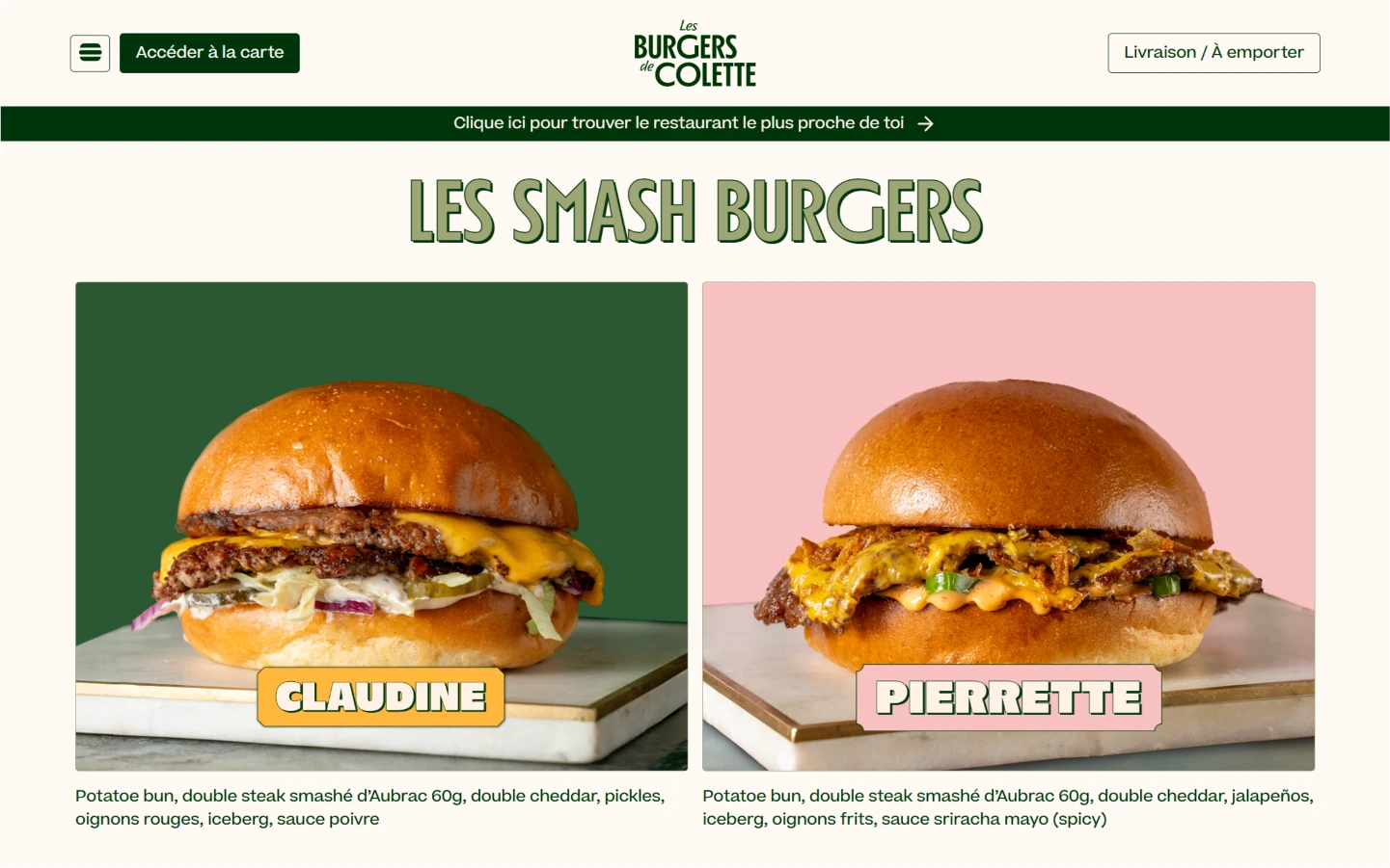 Capture d'écran - Les burgers de Colette