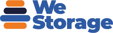 Logo de We Storage - en tonos anaranjados y azul 