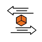 ícono de bodega con paquetes color naranjo con paquetes al interior para simbolizar  el WMS sistema interno de We Storage