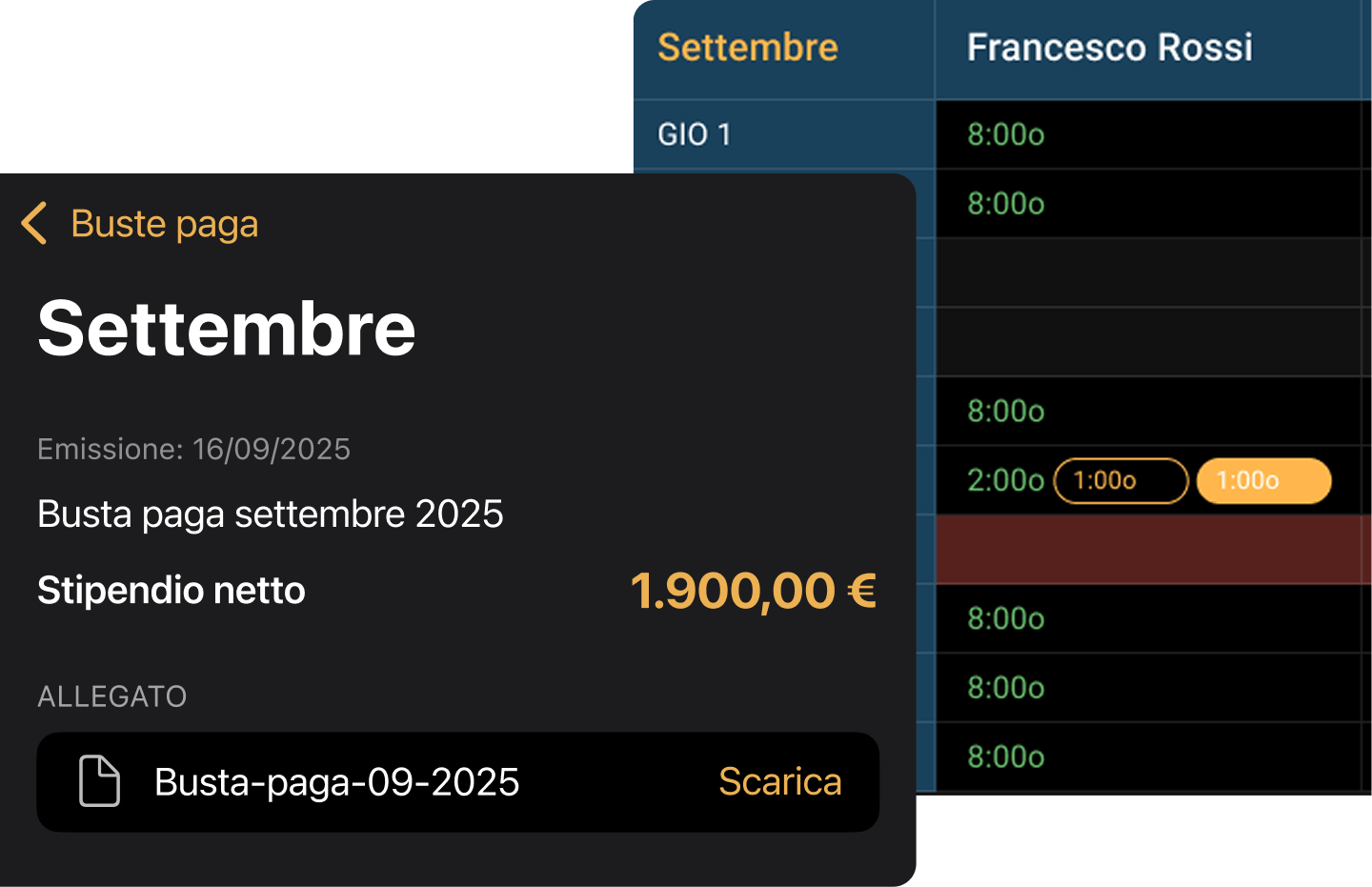 Dimostrazione della funzionalità busta paga di JunoILVHR
