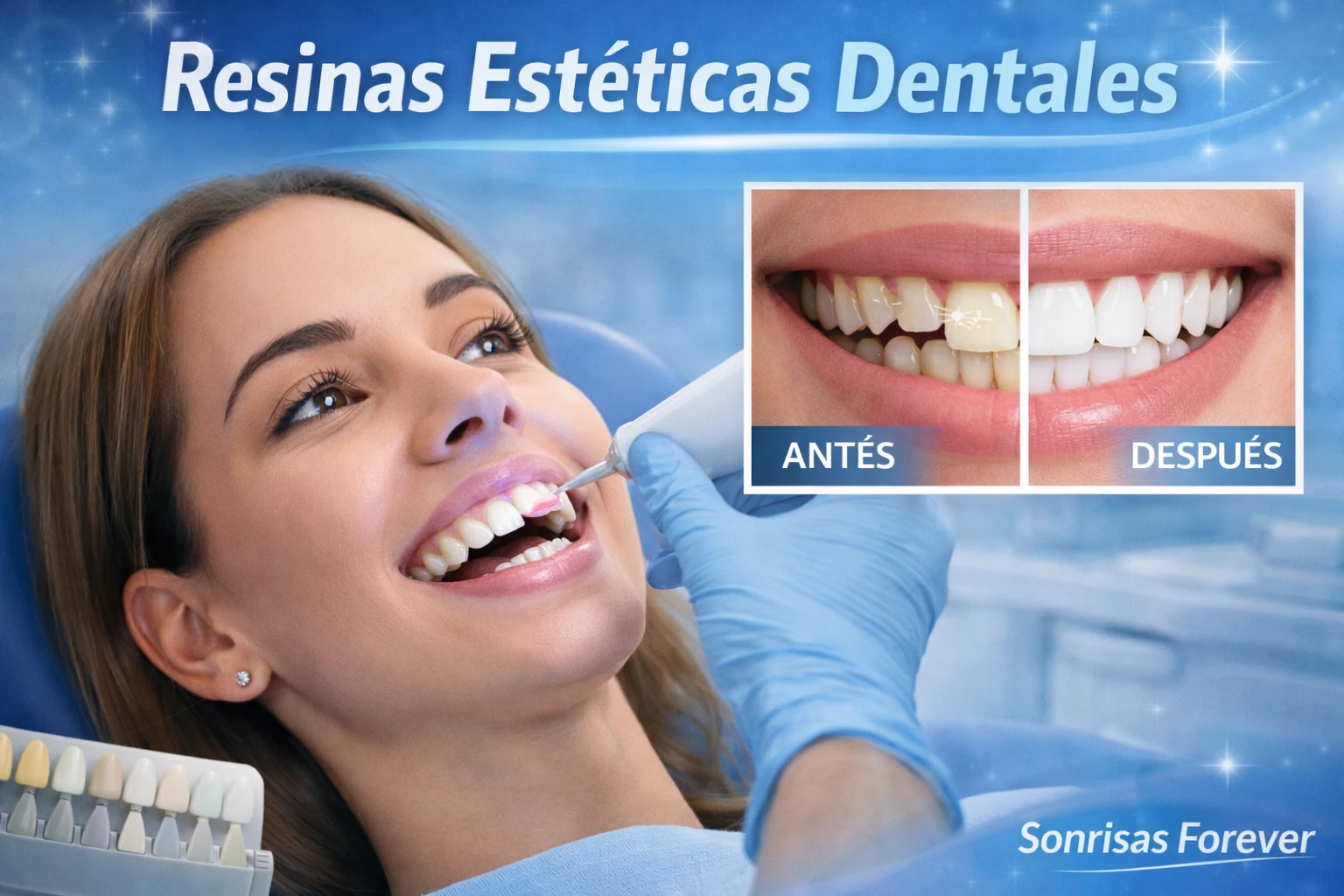 Resinas estéticas dentales para cerrar espacios y reparar fracturas