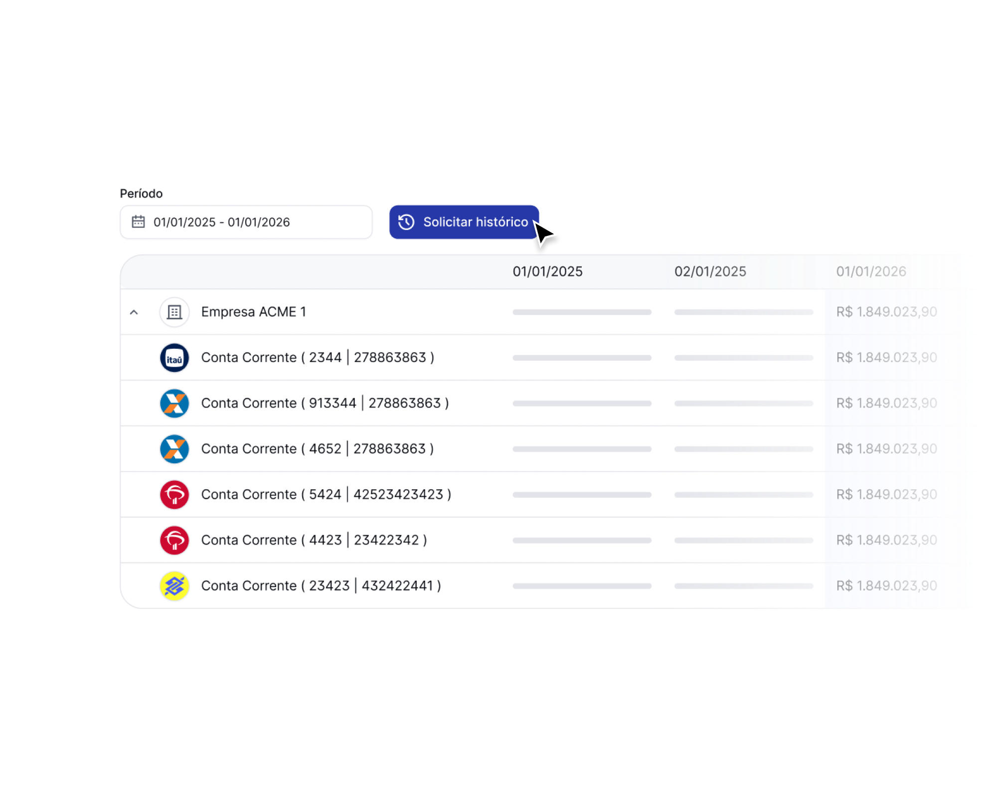 Histórico financeiro completo e padronizado.