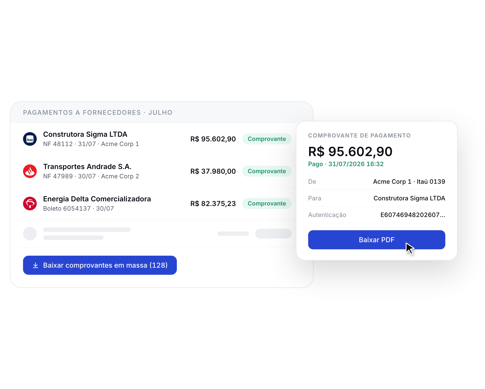 Payment receipts collected automatically