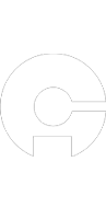 Abstract circular logo with a white 'C' shape and a gray downward-pointing arrow inside.