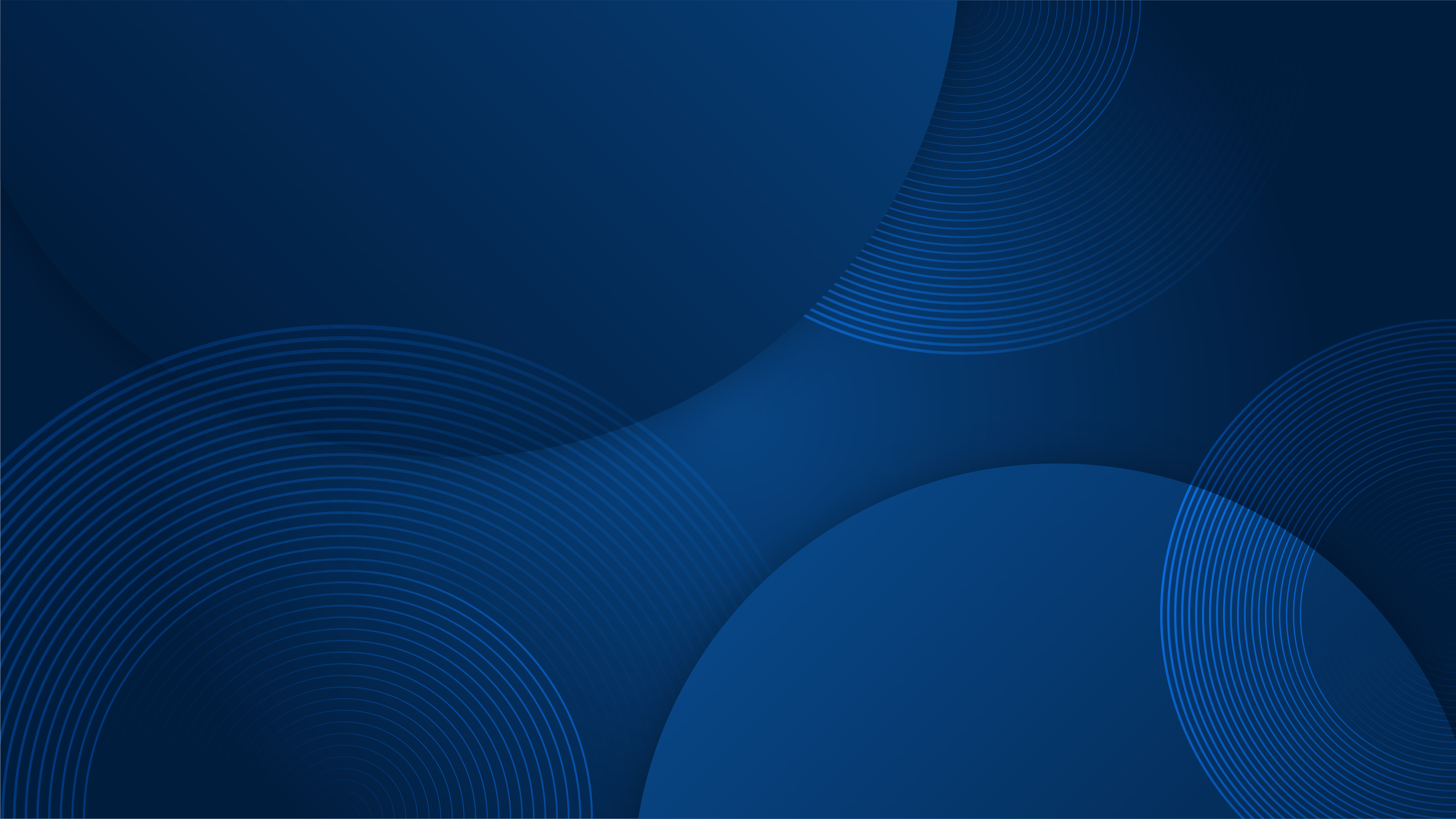 Abstract blue background with overlapping large circles and concentric ring patterns.