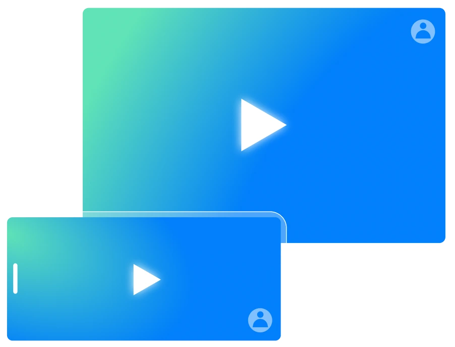 2 devices of different sizes with a play button