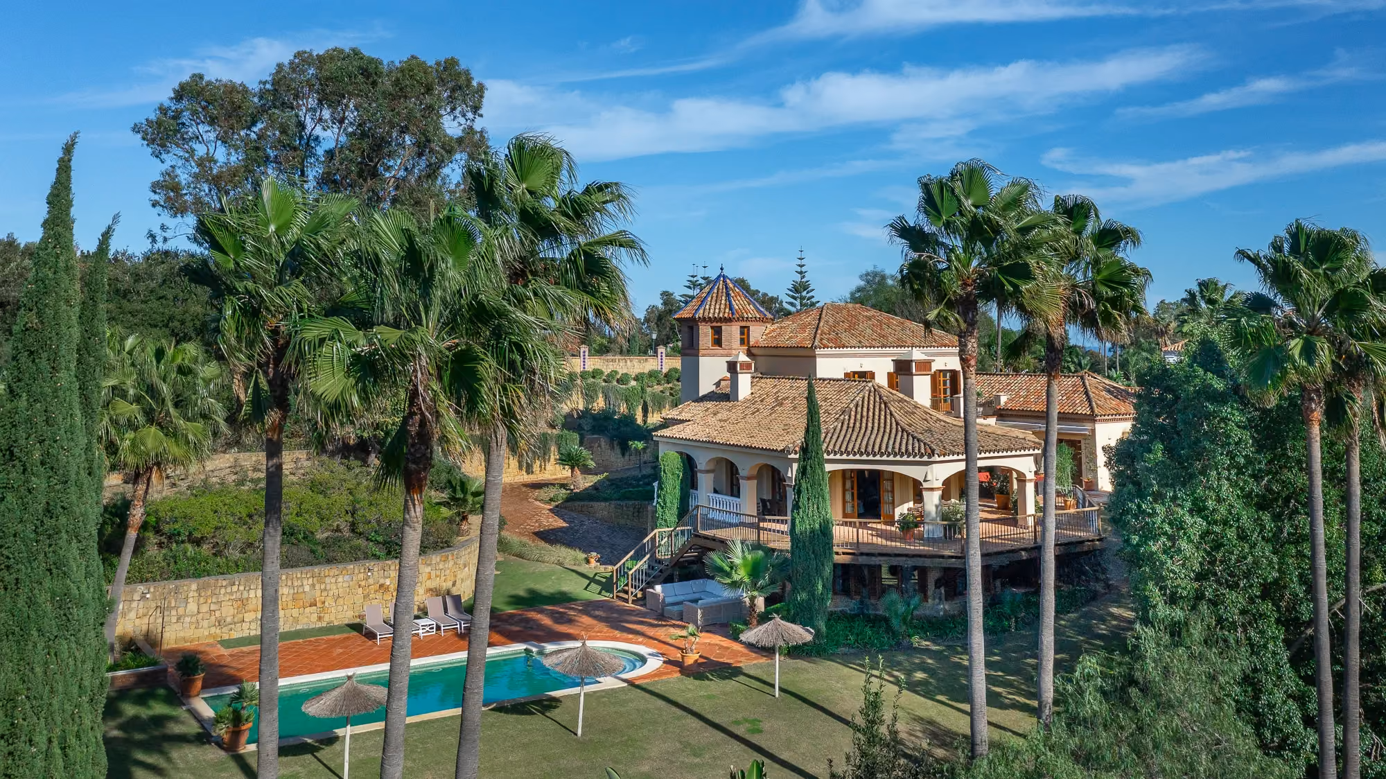 Aerial view of a luxury villa in Sotogrande