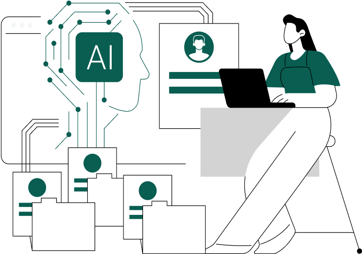 illustration of woman on computer