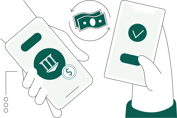 illustration of hands holding phones