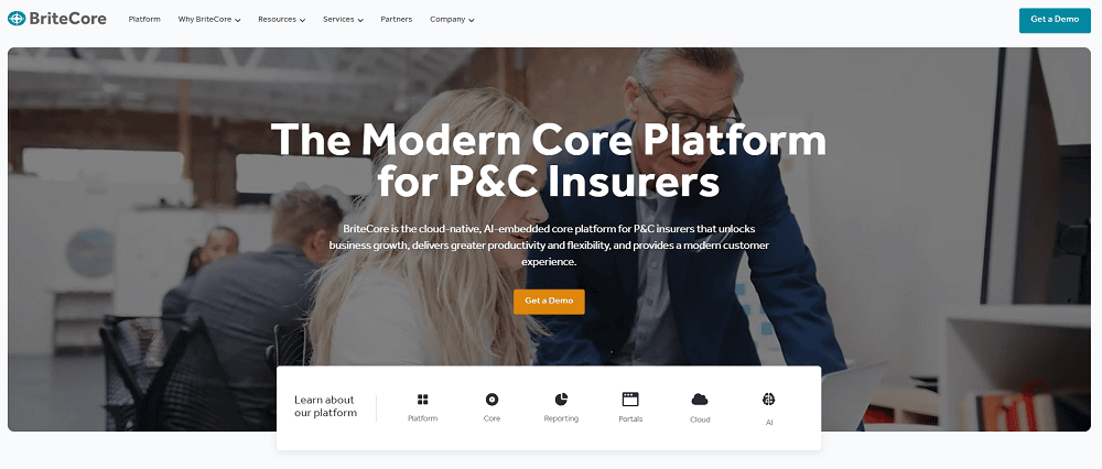 BriteCore homepage: The Modern Core Platform for P&C Insurers