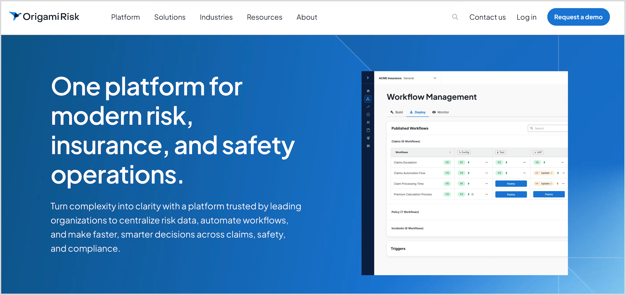 Origami Risk homepage: One platform for modern risk, insurance, and safety operations