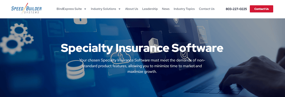 SpeedBuilder Systems homepage: Specialty Insurance Software