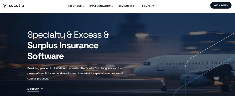 Socotra homepage: Specialty & Excess & Surplus Insurance Software