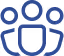 Icon of three figures grouped together representing social interaction or teamwork.