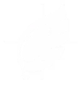 White stylized wing emblem centered within a crosshair on black background.