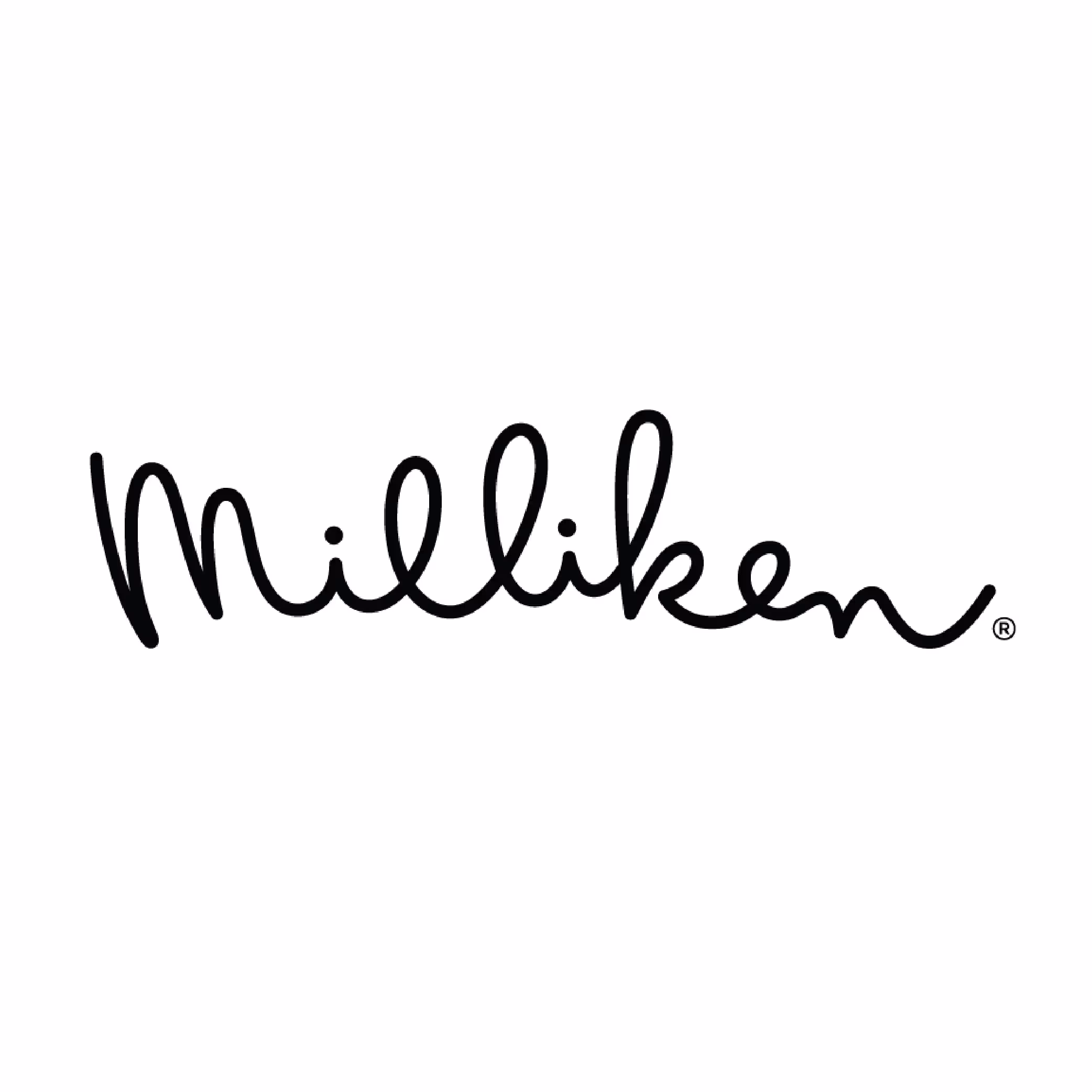 Milliken brand name written in a black cursive font on a white background.