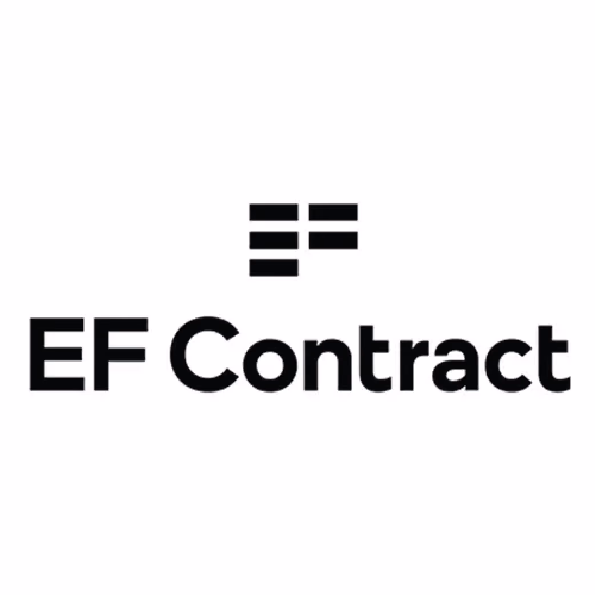 EF Contract logo with three pairs of horizontal black bars above the text.