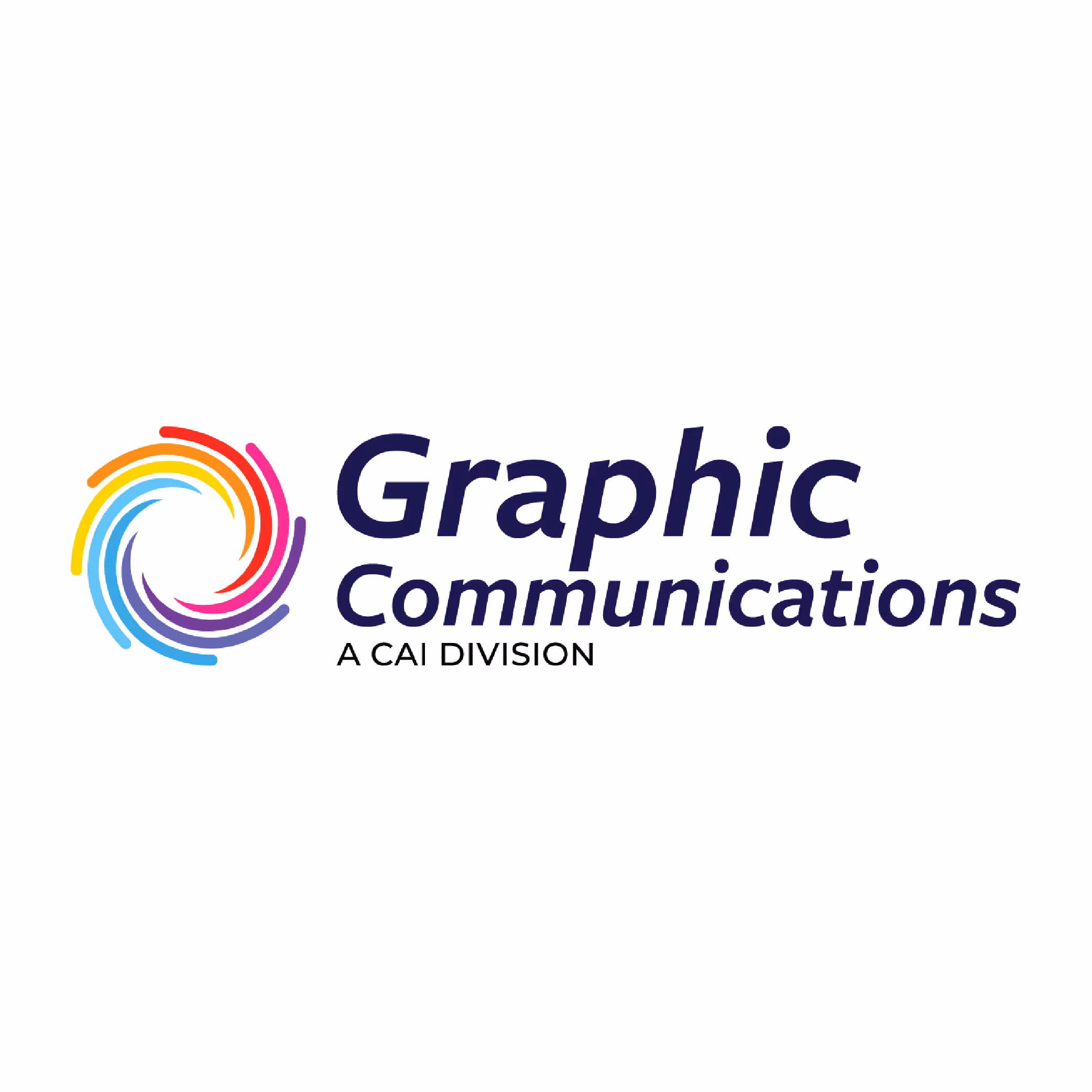 Graphic Communications logo with a colorful swirl and text 'A CAI Division'.