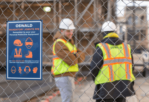 2 construction workers on a jobsite.