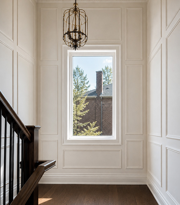 Finish carpentry crown moulding detail, Ontario residential project