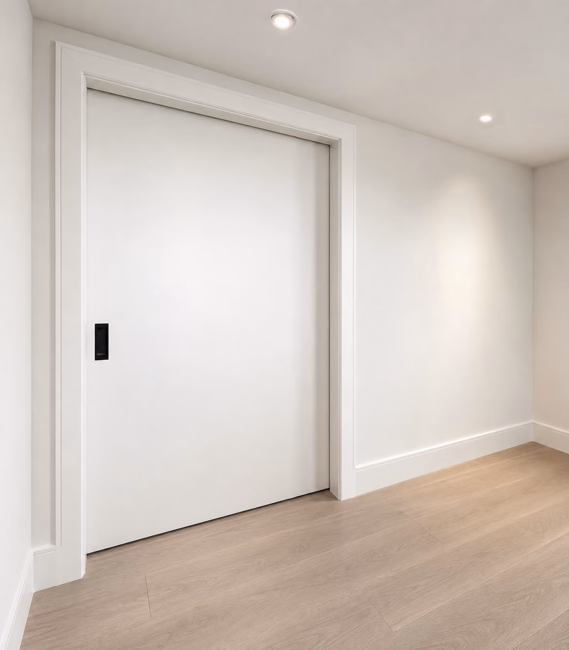 Barn door with matching hardware, Ontario home renovation
