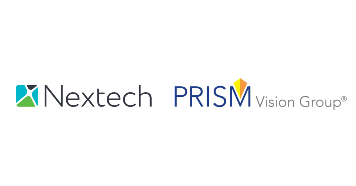 Nextech and PRISM Vision Group logos displayed side by side on a white background.