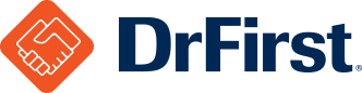 DrFirst company name next to an icon of two hands shaking inside an orange diamond.