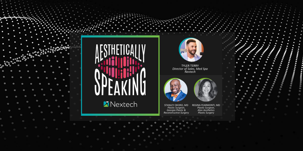Aesthetically Speaking podcast with hosts Tyler Terry and doctors Stanley Okoro and Regina Fearmont.