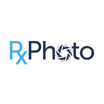Rx Photo logo with stylized camera shutter icon replacing the letter O.