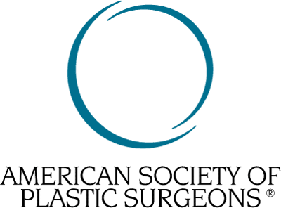 Open blue circle with text American Society of Plastic Surgeons below it.