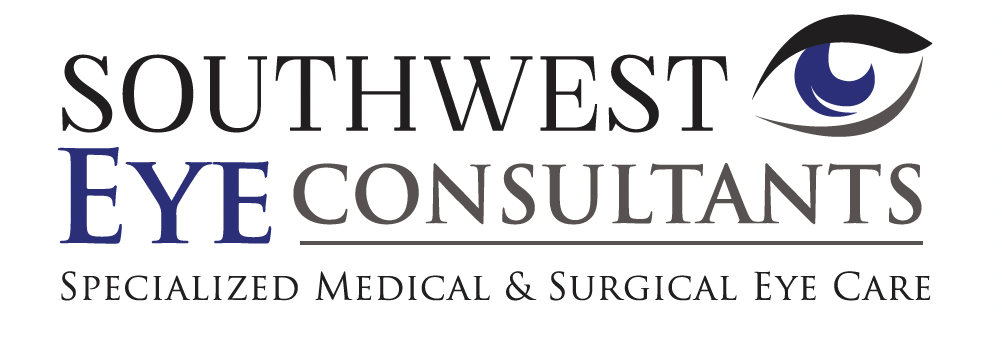 Logo with stylized eye and text Southwest Eye Consultants, Specialized Medical & Surgical Eye Care.