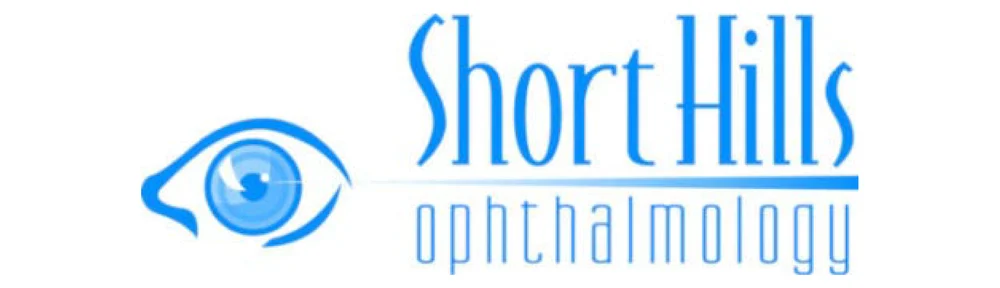 Blue stylized eye with text 'Short Hills ophthalmology' in matching blue font on white background.