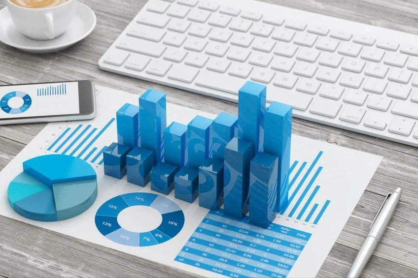 Analytics charts coming out of a page