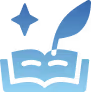 A book with a quill pen image