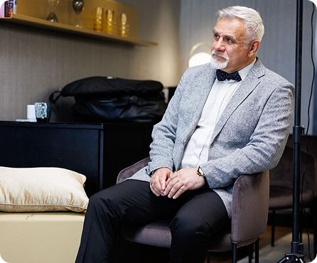 A man sitting on a chair