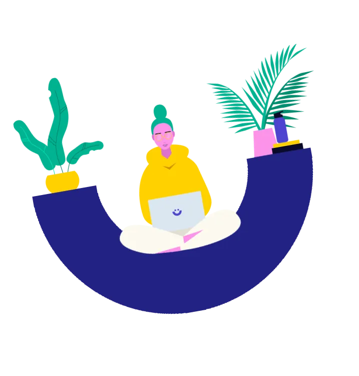 Illustration woman with a plants