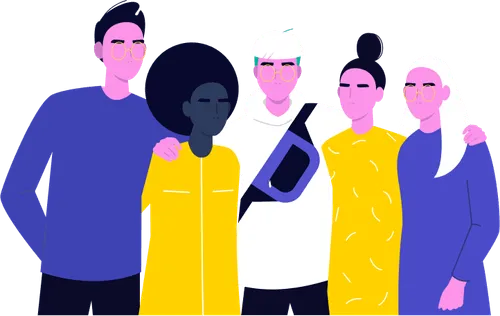 hero illustration of 5 people