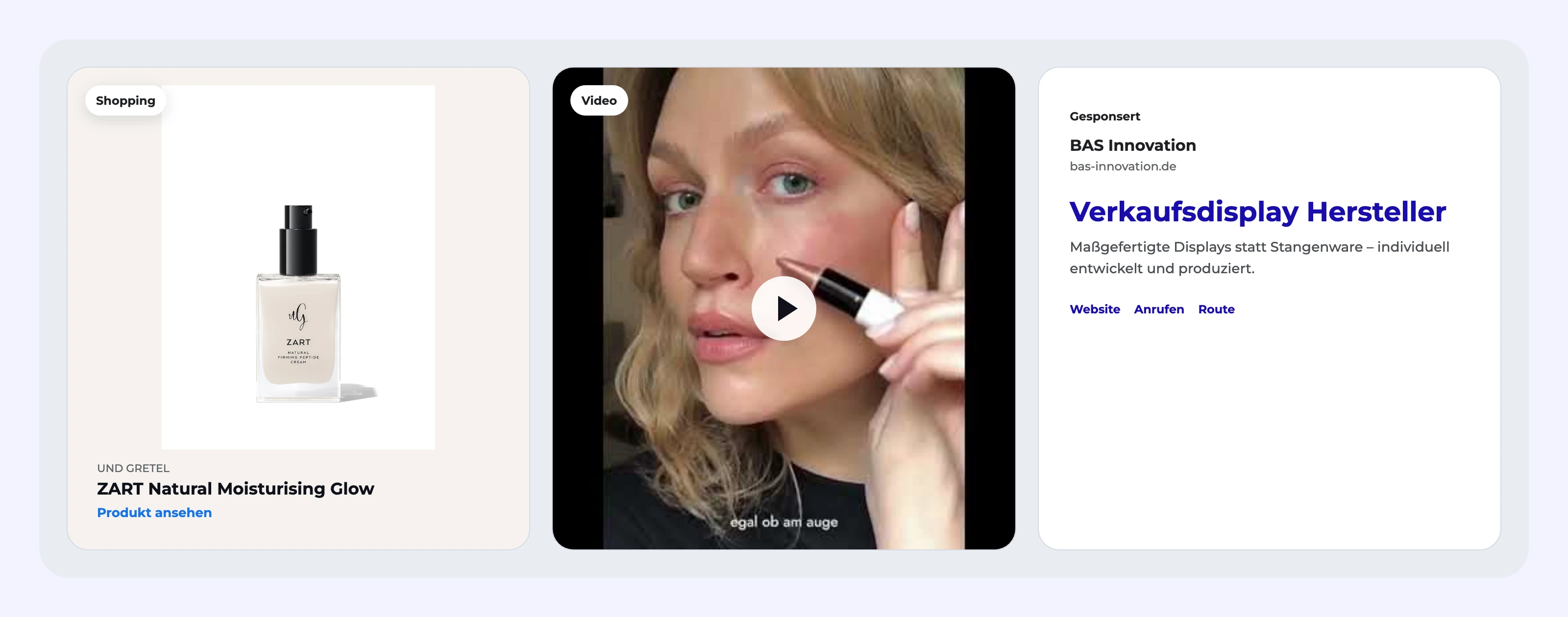 Examples from Google Search, Shopping and video