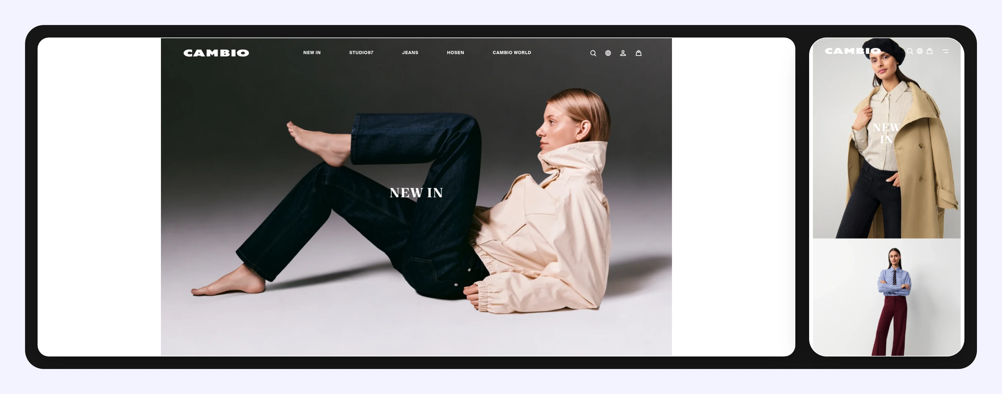 Landing page and ad with consistent message match on desktop and mobile