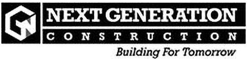 Black and white Next Generation Construction Logo. Build for tomorrow as slogan.