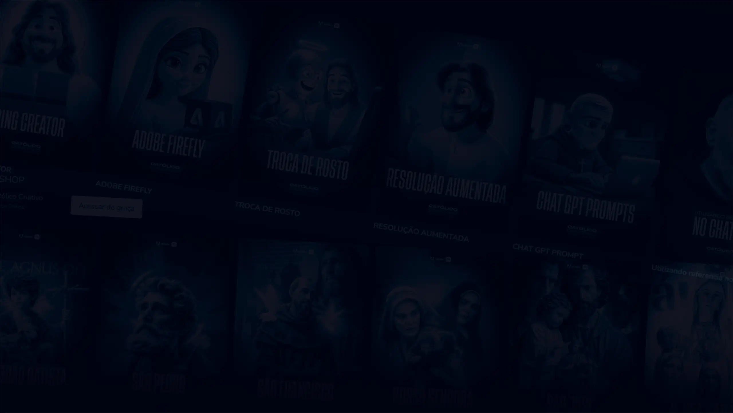 Background com artes de santos com transparência e fundo escuro